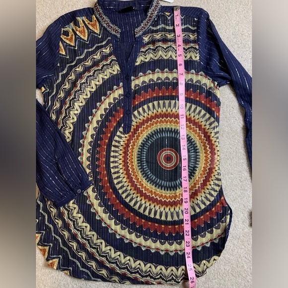 NWT Desigual Larson Top Boho Embroidered Women Euro Small Cotton Blend - Picture 7 of 11